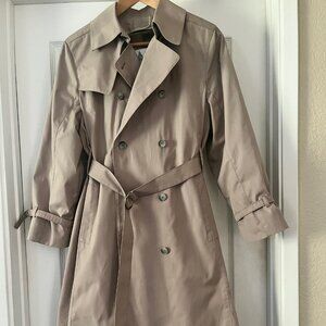 Vintage London Fog Tan Trench Rain  Zip wool lining/removable Women's Sz 12 P